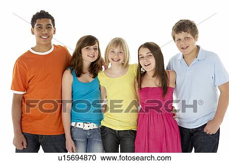 Group Of Five Young Children In Studio View Large Photo Image Stock Image - Group Of Five Young Children In Studio. Fotosearch