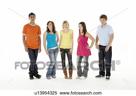 Stock Photography - Group Of Five Young Children In Studio. Fotosearch