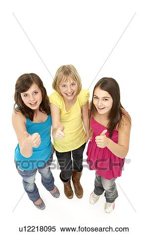 Group Of Three Young Girls In Studio View Large Photo Image Stock Photography - Group Of Three Young Girls In Studio. Fotosearch