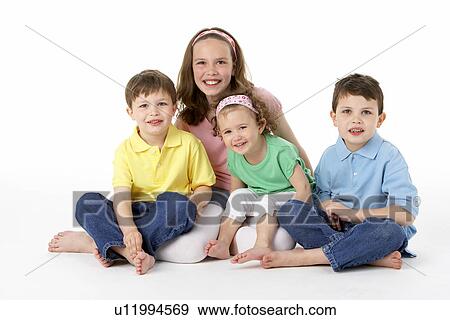 Group Of Young Children In Studio View Large Photo Image Stock Photo - Group Of Young Children In Studio. Fotosearch