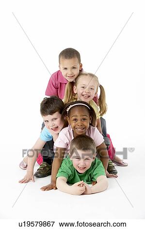 Stock Photo - Group Of Young Children In Studio. Fotosearch