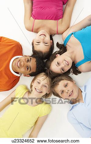 Overhead View Of Five Young Children In Studio View Large Photo Image Stock Image - Overhead View Of Five Young Children In Studio. Fotosearch