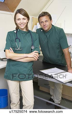 Portrait Of Male And Female Vets In Surgery View Large Photo Image Picture - Portrait Of Male And Female Vets In Surgery. Fotosearch