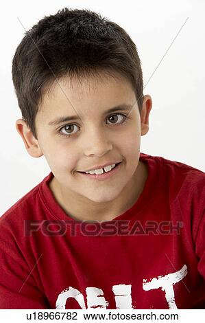 Stock Image - Portrait Of Smiling Young boy. Fotosearch