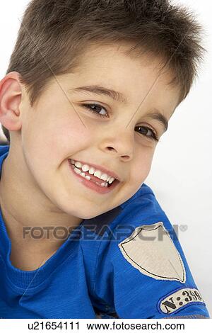 Portrait Of Smiling Young boy View Large Photo Image Stock Image - Portrait Of Smiling Young boy. Fotosearch