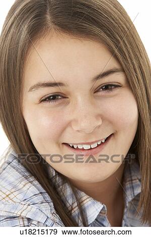 Portrait Of Smiling Young Girl View Large Photo Image Stock Photo - Portrait Of Smiling Young Girl. Fotosearch