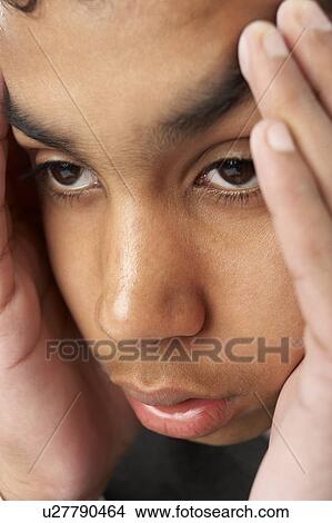 Portrait Of Stressed Young Boy View Large Photo Image Picture - Portrait Of Stressed Young Boy. Fotosearch