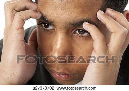 Portrait Of Stressed Young Boy View Large Photo Image Stock Image - Portrait Of Stressed Young Boy. Fotosearch