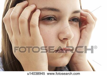 Stock Photography - Portrait Of Stressed Young Girl. Fotosearch