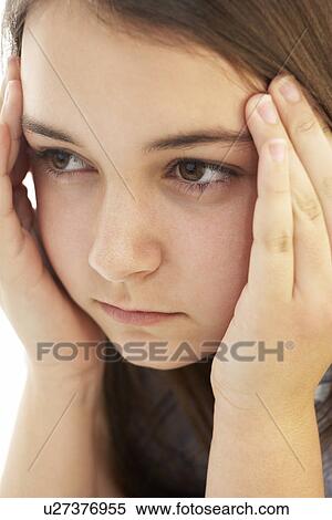 Portrait Of Stressed Young Girl View Large Photo Image Stock Photography - Portrait Of Stressed Young Girl. Fotosearch