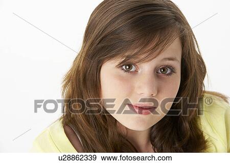 Portrait Of Thoughtful Young Girl View Large Photo Image Stock Photo - Portrait Of Thoughtful Young Girl. Fotosearch