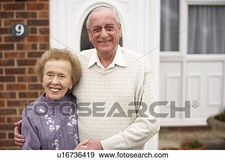 Senior Couple Outside Home View Large Photo Image Stock Photo - Senior Couple Outside Home. Fotosearch