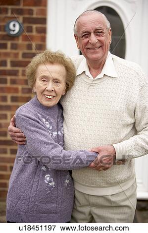 Senior Couple Outside Home View Large Photo Image Stock Photo - Senior Couple Outside Home. Fotosearch