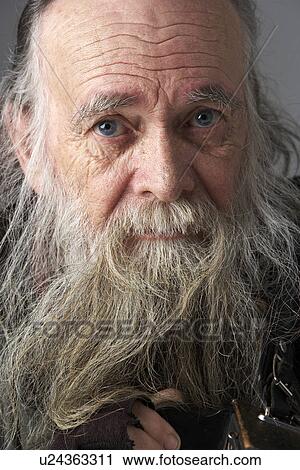 Stock Image - Senior Man With Long Beard. Fotosearch