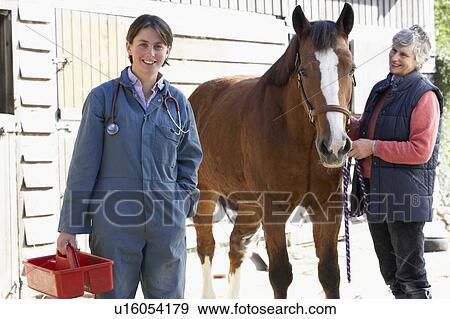 Stock Photo - Vet In Discussion With Horse Owner. Fotosearch