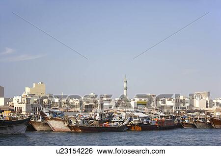 Stock Photograph - View Of Buildings From Dubai Creek. Fotosearch