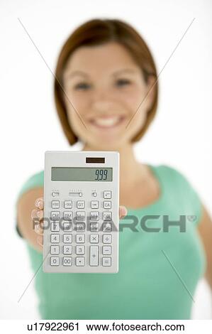 Woman Holding Calculator View Large Photo Image Stock Image - Woman Holding Calculator. Fotosearch