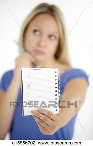 Woman Holding Diary View Large Photo Image Stock Image - Woman Holding Diary. Fotosearch