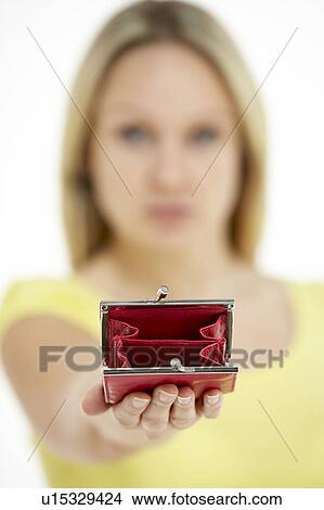 Woman Holding Empty Purse View Large Photo Image Picture - Woman Holding Empty Purse. Fotosearch