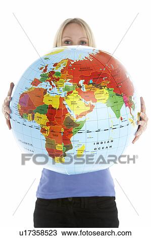 Woman Holding Globe View Large Photo Image Stock Image - Woman Holding Globe. Fotosearch