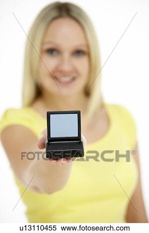 Woman Holding Model Computer View Large Photo Image Stock Photography - Woman Holding Model Computer. Fotosearch