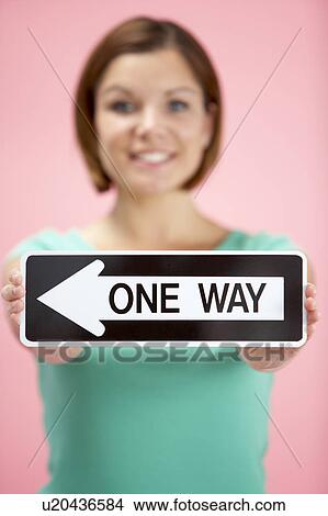 Woman Holding Road Traffic Sign View Large Photo Image Picture - Woman Holding Road Traffic Sign. Fotosearch
