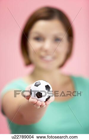 Woman Holding Small Football View Large Photo Image Picture - Woman Holding Small Football. Fotosearch