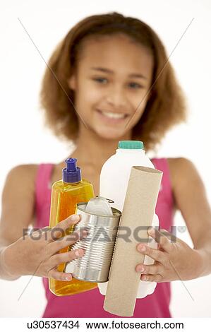 Young Girl Holding Recycling View Large Photo Image Picture - Young Girl Holding Recycling. Fotosearch