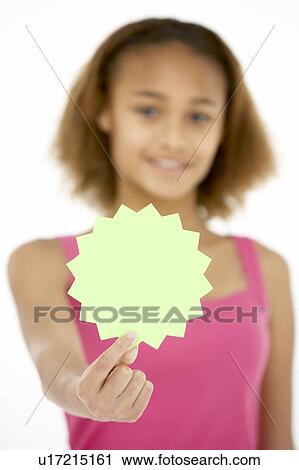 Young Girl Holding Sale Tag View Large Photo Image Stock Image - Young Girl Holding Sale Tag. Fotosearch