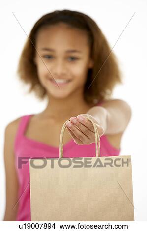 Young Girl Holding Shopping Bag View Large Photo Image Picture - Young Girl Holding Shopping Bag. Fotosearch