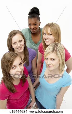 Group Of Teenage Girlfriends View Large Photo Image Picture - Group Of Teenage Girlfriends. Fotosearch