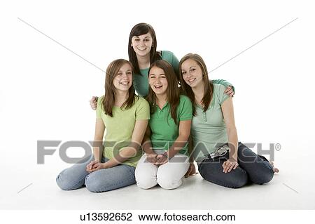 Stock Image - Group Of Teenage Girlfriends. Fotosearch