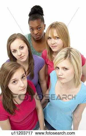 Group Of Teenage Girlfriends View Large Photo Image Stock Photo - Group Of Teenage Girlfriends. Fotosearch