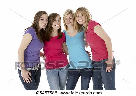 Stock Photo - Group Of Teenage Girlfriends. Fotosearch