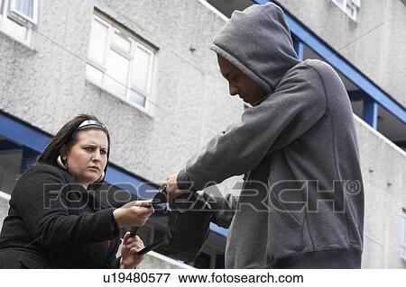 Man Mugging Woman In Street View Large Photo Image Stock Photo - Man Mugging Woman In Street. Fotosearch