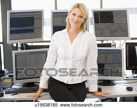 Portrait Of Stock Trader In Front Of Computer Monitors View Large Photo Image Stock Photography - Portrait Of Stock Trader In Front Of Computer Monitors. Fotosearch