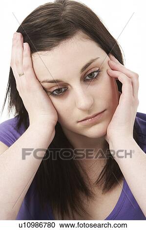 Studio Portrait Of Depressed Woman View Large Photo Image Stock Image - Studio Portrait Of Depressed Woman. Fotosearch