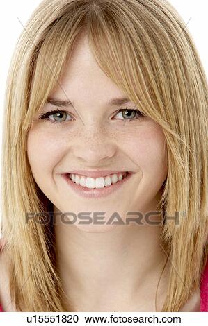 Studio Portrait Of Smiling Teenage Girl View Large Photo Image Stock Image - Studio Portrait Of Smiling Teenage Girl. Fotosearch