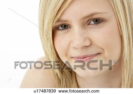 Studio Portrait Of Smiling Teenage Girl View Large Photo Image Stock Photo - Studio Portrait Of Smiling Teenage Girl. Fotosearch