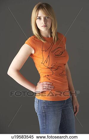 Studio Portrait Of Standing Teenage Girl View Large Photo Image Stock Photography - Studio Portrait Of Standing Teenage Girl . Fotosearch