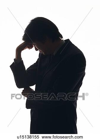 Bsinessman being troubled, Side View, Silhouette View Large Photo Image Stock Photography - Bsinessman being troubled, Side View, Silhouette . Fotosearch