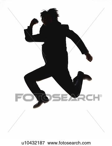 Bsinessman jumping, Side View, Silhouette View Large Photo Image Stock Photo - Bsinessman jumping, Side View, Silhouette . Fotosearch