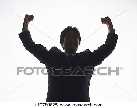 Bsinessman with victory pose, Front View, Silhouette View Large Photo Image Stock Photography - Bsinessman with victory pose, Front View, Silhouette . Fotosearch