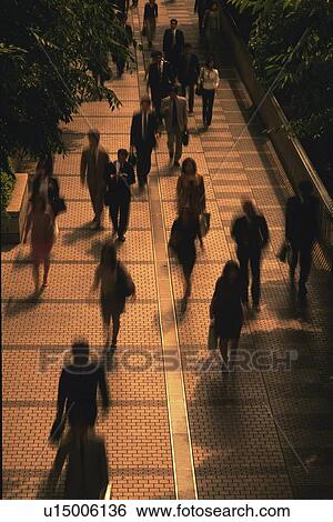 Business people walking down street, high angle view, blurred motion, Tokyo, Japan View Large Photo Image Stock Photograph - Business people walking down street, high angle view, blurred motion, Tokyo, Japan. Fotosearch