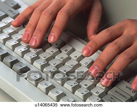 Hand typing keyboard, Close Up View Large Photo Image Stock Photography - Hand typing keyboard, Close Up. Fotosearch