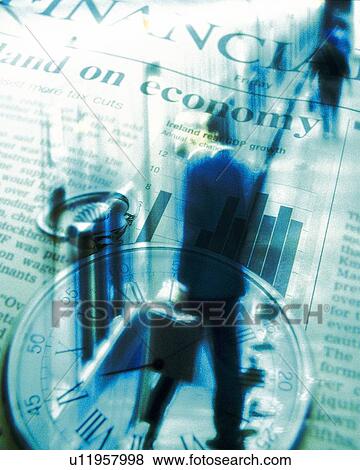 Businessman getting on train, with image of clock on newspaper, CG, composition, blurred motion View Large Photo Image Stock Photo - Businessman getting on train, with image of clock on newspaper, CG, composition, blurred motion. Fotosearch