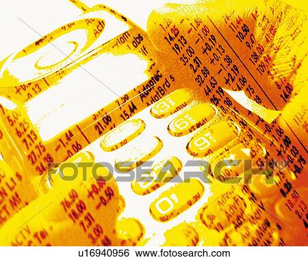 Businessman holding mobile phone with image of financial press, CG, composition, close up, toned image View Large Photo Image Stock Photograph - Businessman holding mobile phone with image of financial press, CG, composition, close up, toned image. Fotosearch