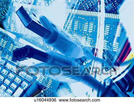 Stock Photograph - Computer equipment, CG, composition, toned image. Fotosearch