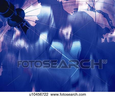 Globe and image of people, CG, composition, blurred motion, high angle view View Large Photo Image Stock Image - Globe and image of people, CG, composition, blurred motion, high angle view. Fotosearch