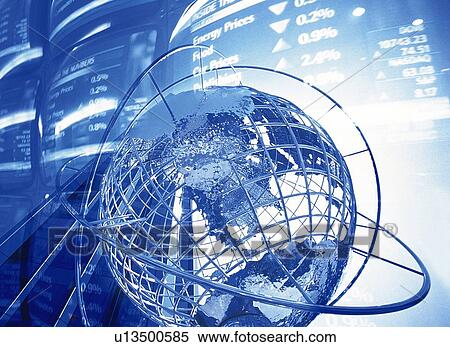 Globe and image of stock market, CG, composition, toned image View Large Photo Image Stock Photography - Globe and image of stock market, CG, composition, toned image. Fotosearch